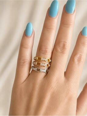 Lab Diamond Eternity Chain Rings .67 CTW each Size 7 Gold Rose Gold 925 Silver